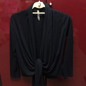 Black tie front sweater.   Super soft fabric.